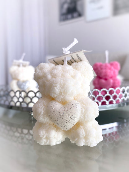 Sculpture candle "Rose TeddyBear"